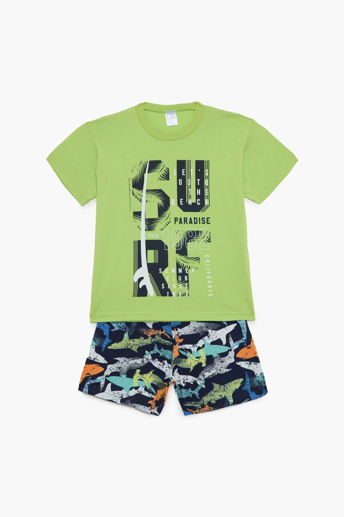 Pretty Baby lime green boys' pyjamas with short-sleeved top and shorts