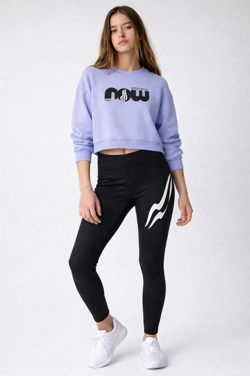 TRAX girls’ lilac spring leggings set with long-sleeved top and black leggings
