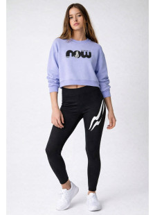 TRAX girls’ lilac spring leggings set with long-sleeved top and black leggings