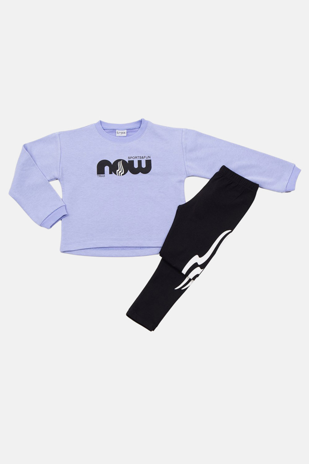 TRAX girls’ lilac spring leggings set with long-sleeved top and black leggings
