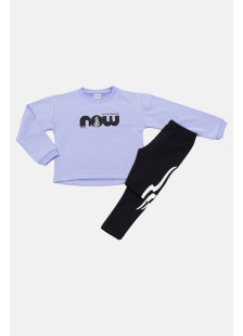 TRAX girls’ lilac spring leggings set with long-sleeved top and black leggings