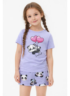 TRAX girls’ lilac summer pyjama set with printed short-sleeved top and shorts