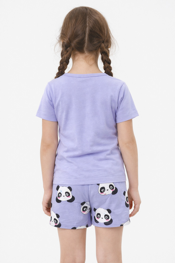 TRAX girls’ lilac summer pyjama set with printed short-sleeved top and shorts