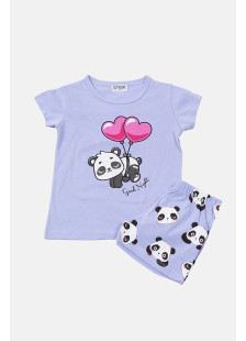 TRAX girls’ lilac summer pyjama set with printed short-sleeved top and shorts