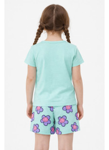TRAX girls’ mint green summer pyjama set with printed short-sleeved top and shorts