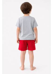 TRAX boys’ grey summer pyjama set with printed short-sleeved top and plain shorts