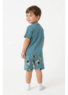 TRAX boys’ petrol blue summer pyjama set with printed short-sleeved top and plain shorts