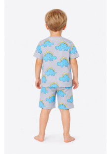 TRAX boys’ grey summer pyjama set with printed short-sleeved top and plain shorts