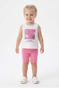 TRAX girls’ white top and fuchsia cycling leggings set, model 49224
