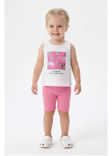 TRAX girls’ white top and fuchsia cycling leggings set, model 49224