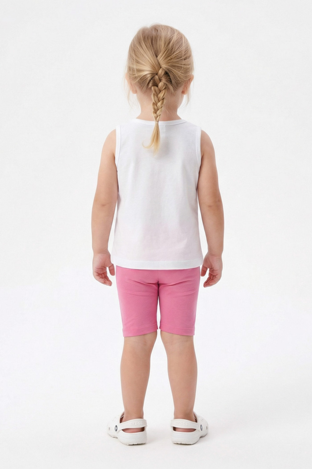 TRAX girls’ white top and fuchsia cycling leggings set, model 49224