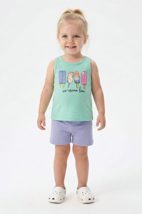 TRAX Girls’ Top & Cycling Leggings Set Aqua Green 49232