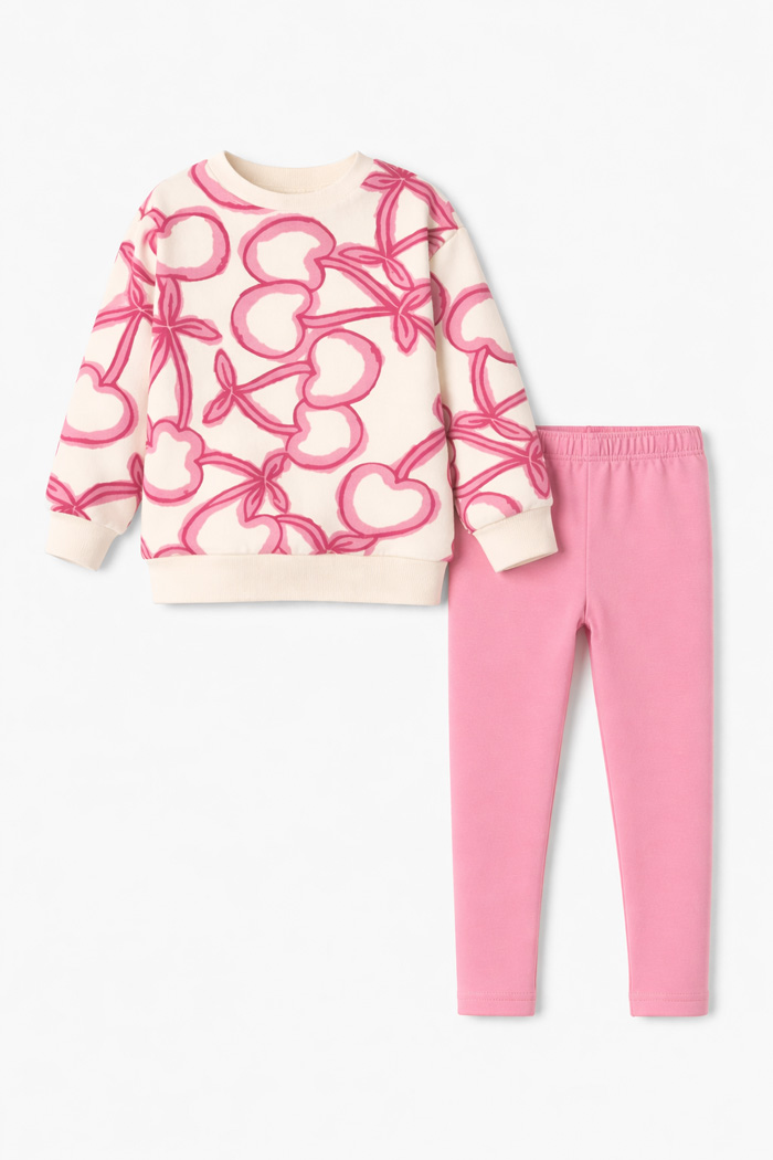 TRAX Girls’ Spring Capri Leggings Set Ecru 49209