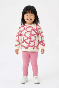 TRAX girls’ ecru spring set with long-sleeved top and capri leggings, model 49209