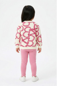 TRAX girls’ ecru spring set with long-sleeved top and capri leggings, model 49209