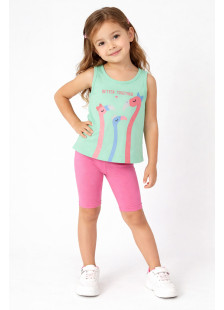 TRAX girls’ light green top and pink cycling leggings set, model 47227