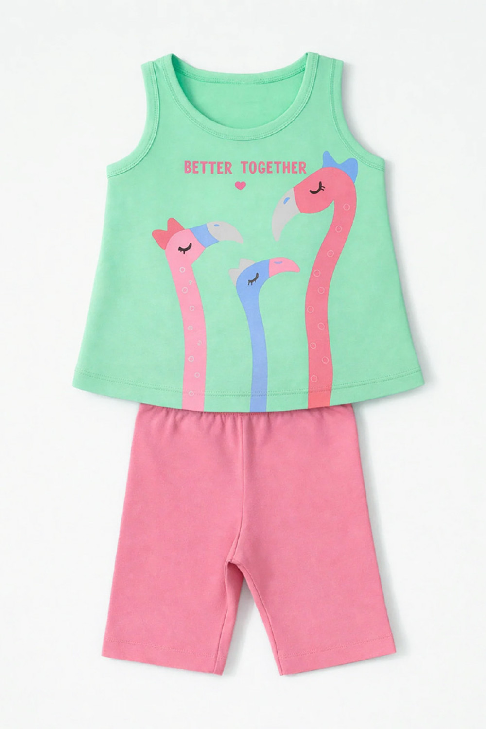 TRAX girls’ light green top and pink cycling leggings set, model 47227