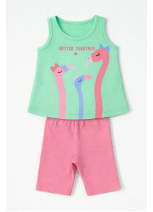 TRAX girls’ light green top and pink cycling leggings set, model 47227