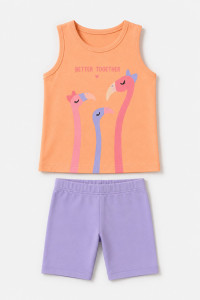 TRAX girls’ mango top and pink cycling leggings set, model 47227-2