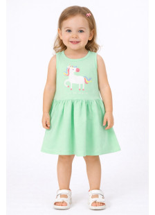 TRAX Unicorn girls’ light green cotton dress, model 47242