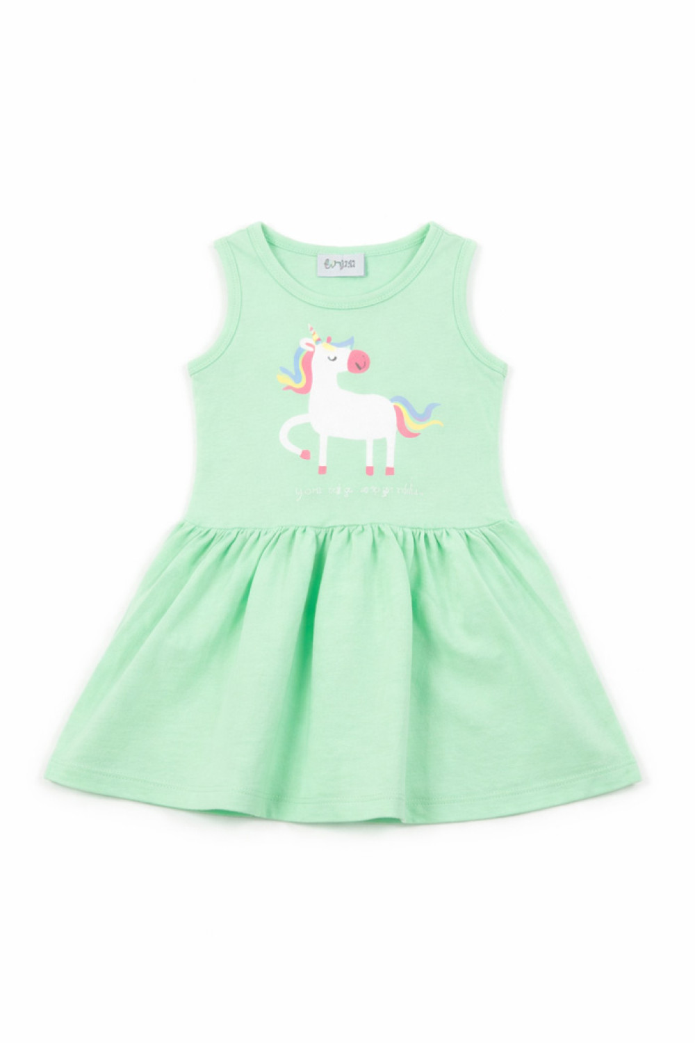 TRAX Unicorn girls’ light green cotton dress, model 47242