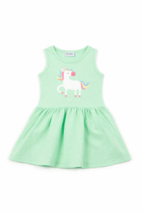 TRAX Unicorn girls’ light green cotton dress, model 47242