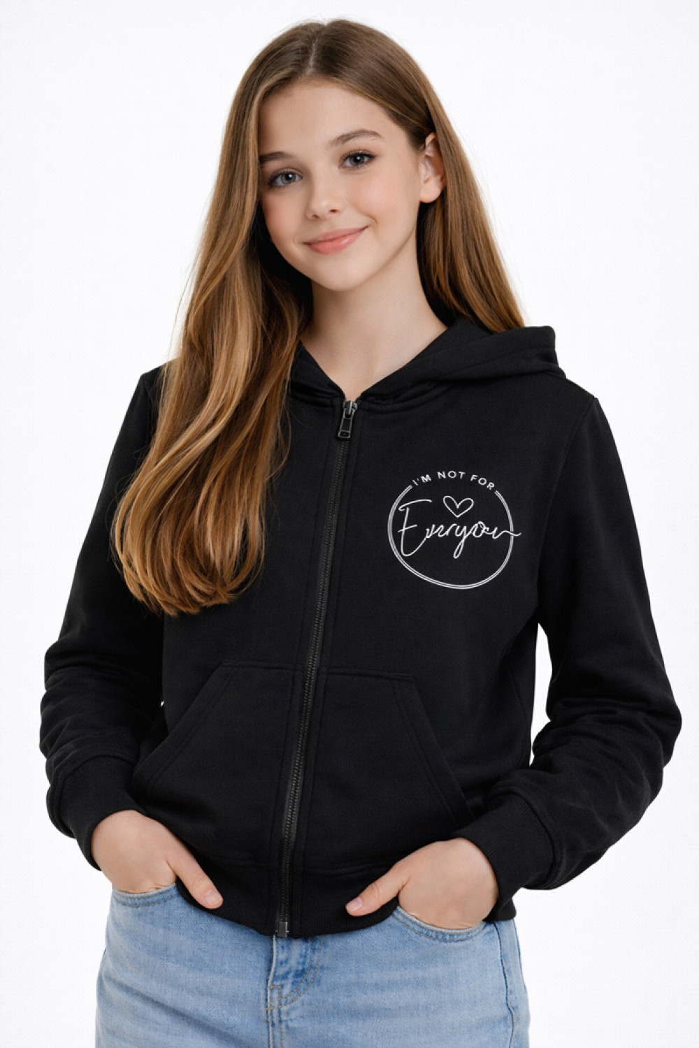 TRAX girls' black hooded zip jacket