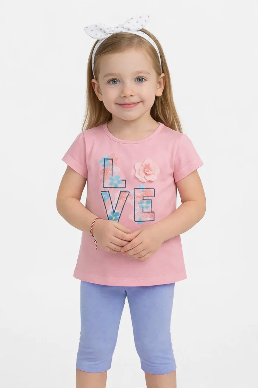 TRAX girls' powder pink summer top and leggings set