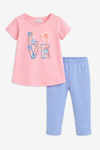 TRAX girls' powder pink summer top and leggings set