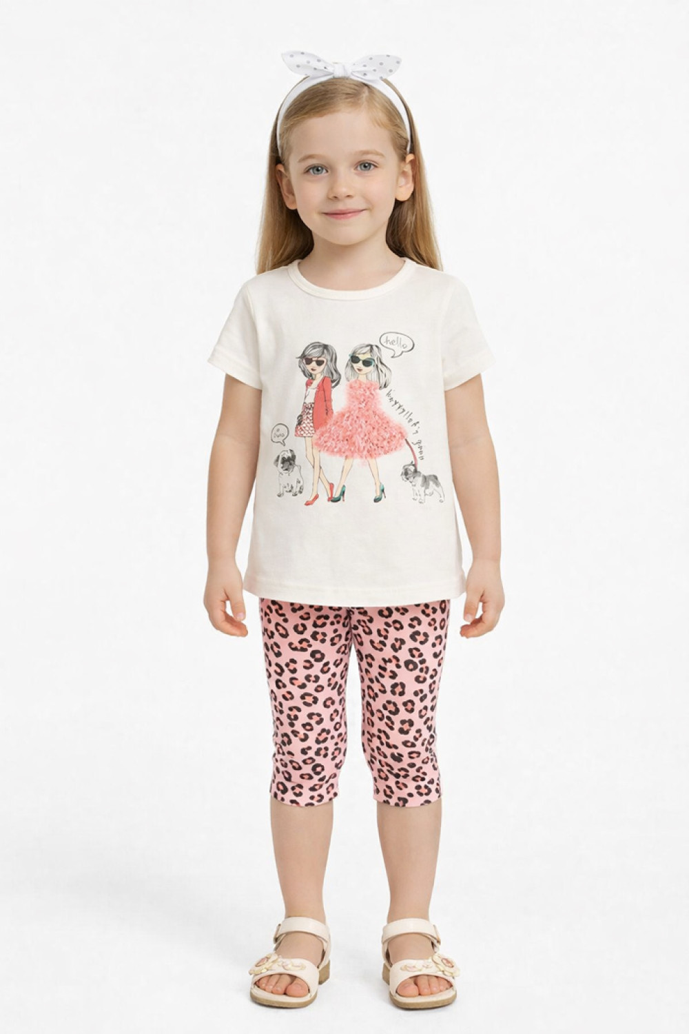 TRAX girls' ecru summer top and leggings set