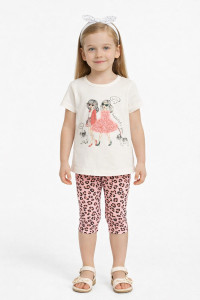 TRAX girls' ecru summer top and leggings set