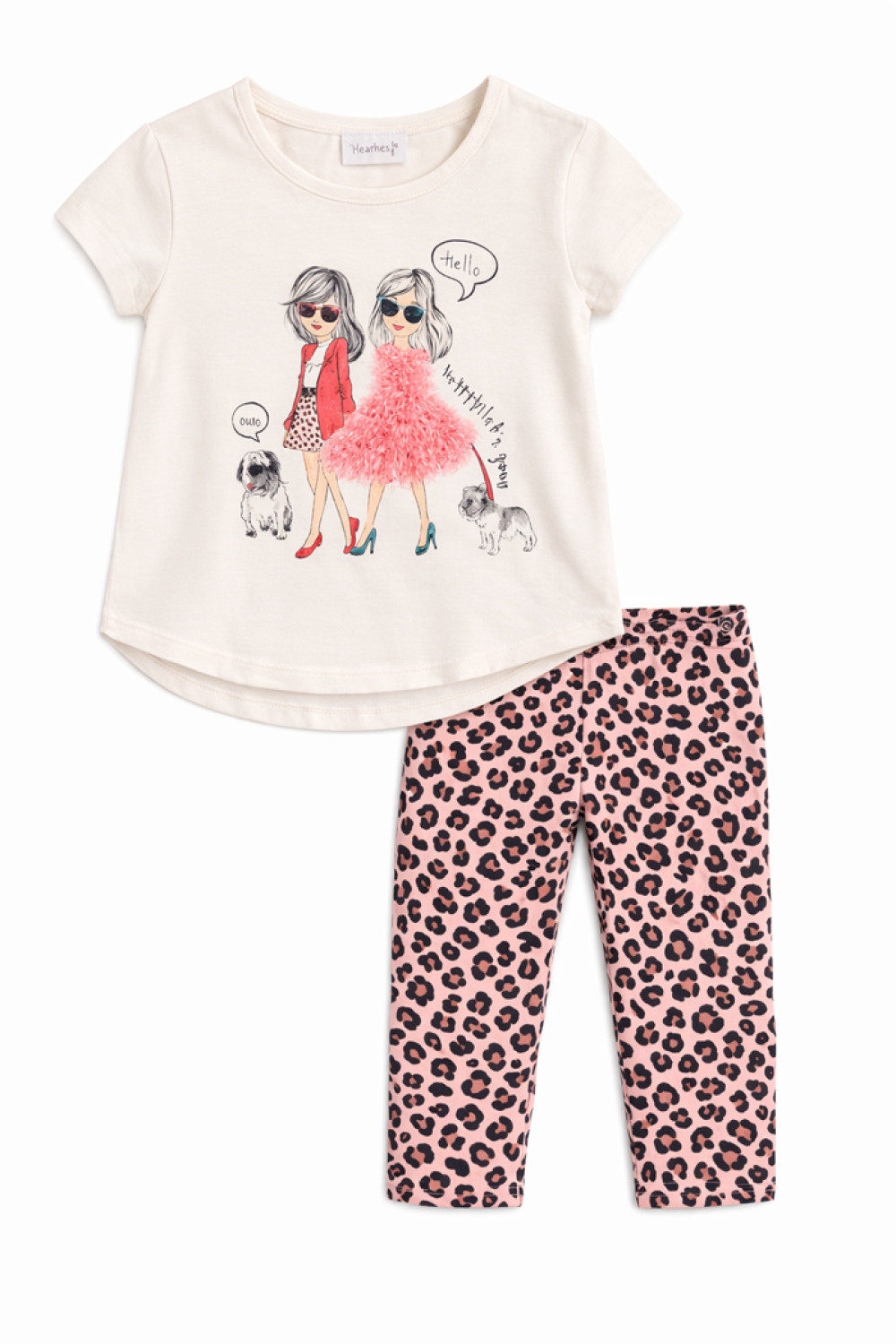 TRAX girls' ecru summer top and leggings set