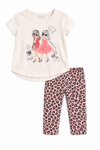 TRAX girls' ecru summer top and leggings set