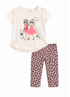 TRAX girls' ecru summer top and leggings set