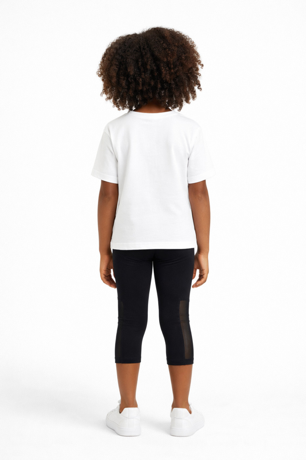 TRAX girls' white summer set with T-shirt and capri leggings