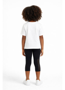 TRAX girls' white summer set with T-shirt and capri leggings