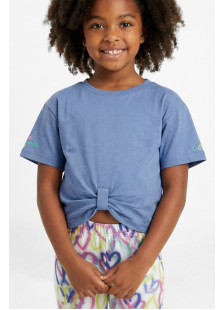 TRAX girls' lilac summer set with T-shirt and heart-patterned capri leggings