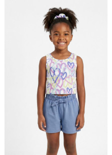 TRAX girls’ summer set with heart-print crop top and blue shorts