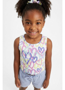 TRAX girls’ summer set with heart-print crop top and blue shorts