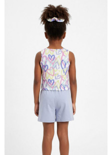 TRAX girls’ summer set with heart-print crop top and blue shorts