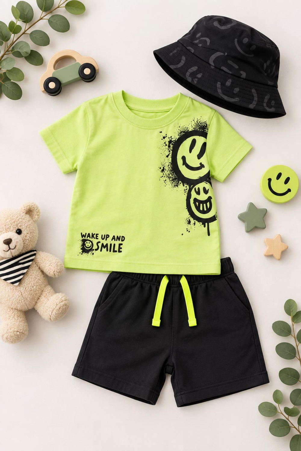 TRAX baby boys’ summer set with hat in light green
