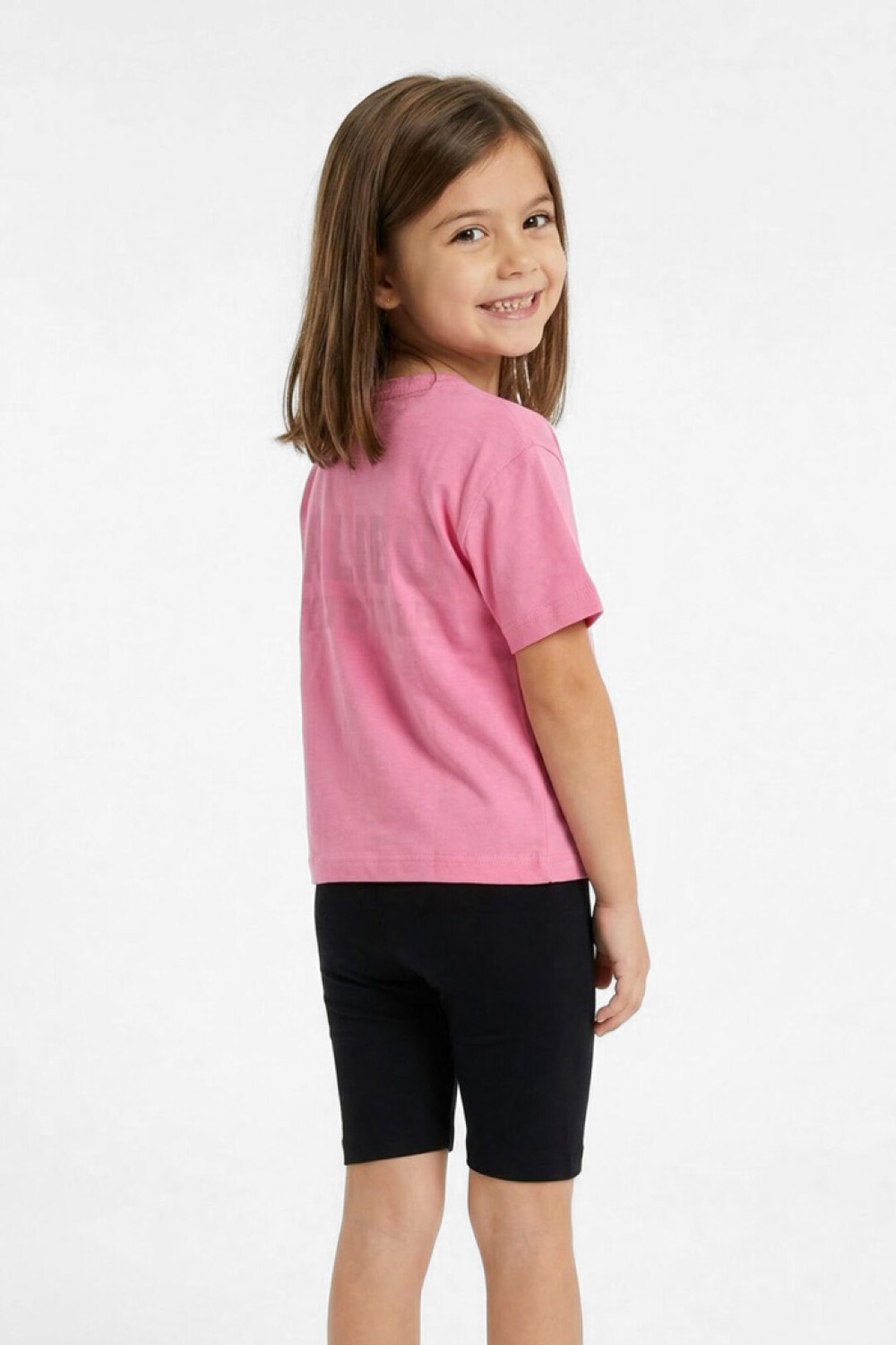 TRAX girls' pink Malibu Playground T-shirt and black biker shorts set