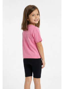 TRAX girls' pink Malibu Playground T-shirt and black biker shorts set