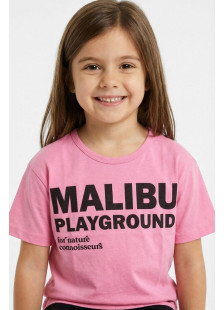 TRAX girls' pink Malibu Playground T-shirt and black biker shorts set