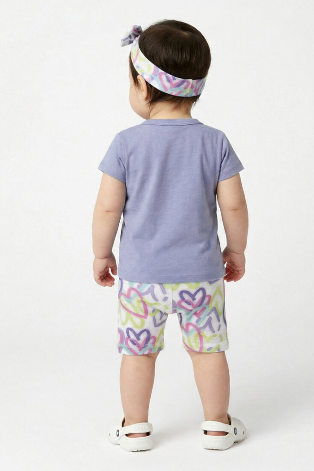 TRAX baby girls' lilac unicorn T-shirt, heart shorts and headband set