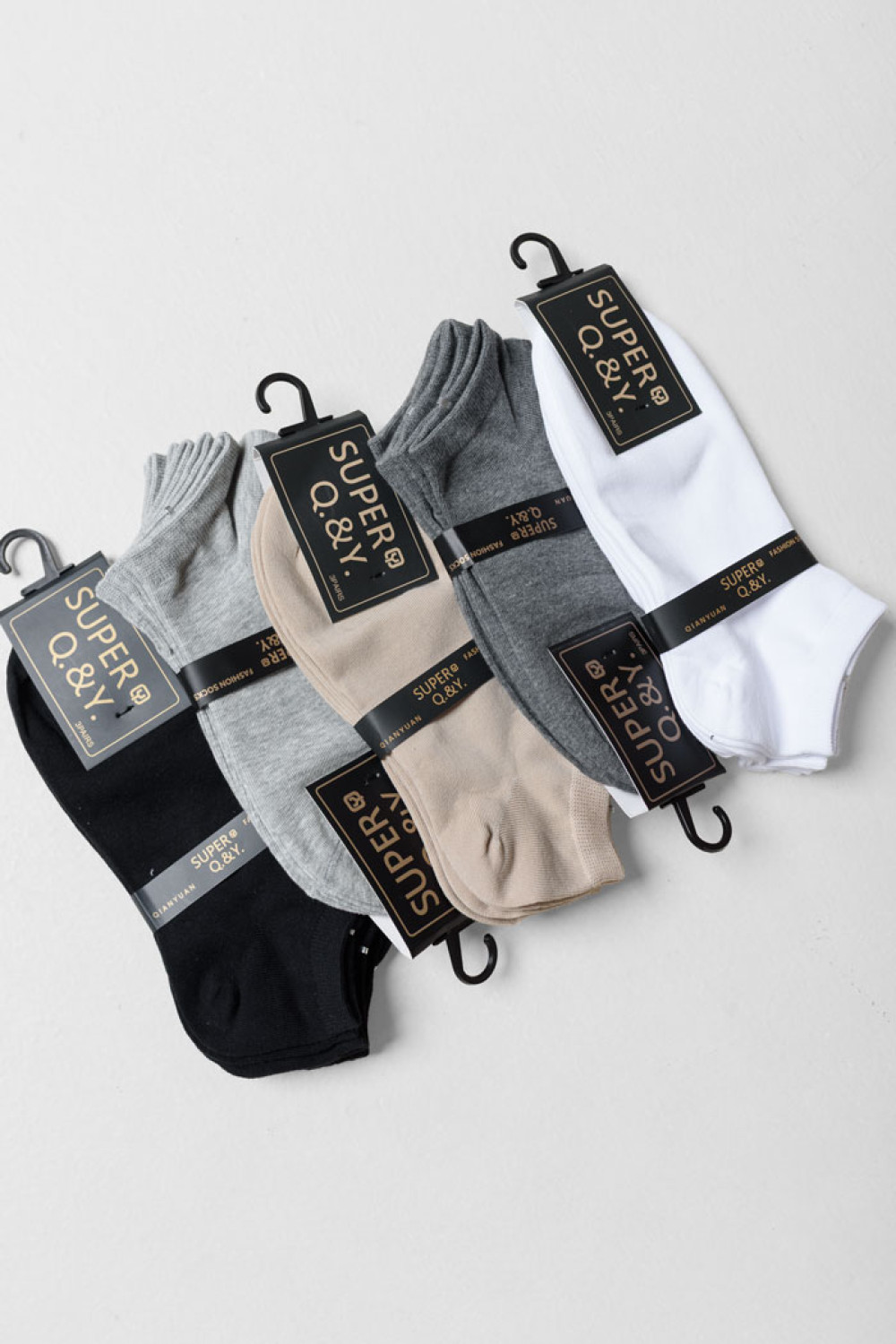 SUPER Q&Y plain ankle socks three-pack