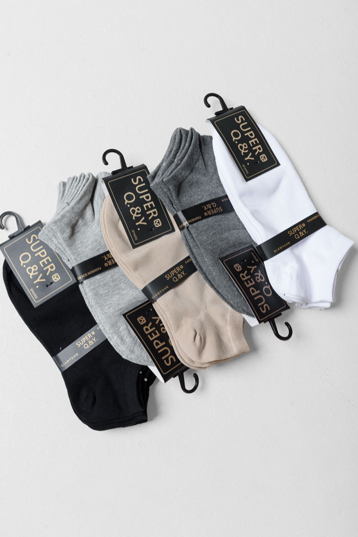 SUPER Q&Y Plain Ankle Socks 3-Pack QY09-WZ20-1D