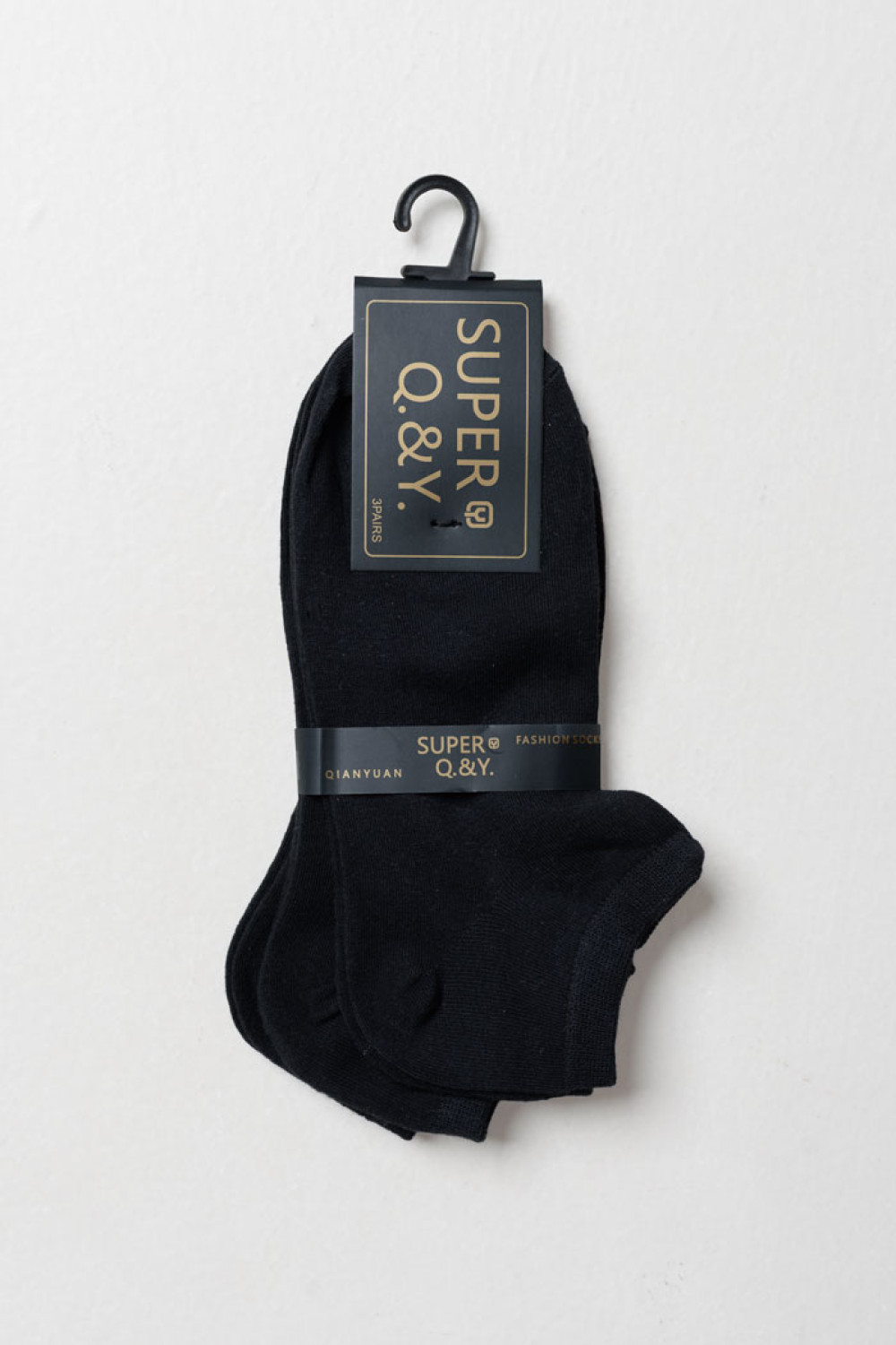 SUPER Q&Y plain ankle socks three-pack