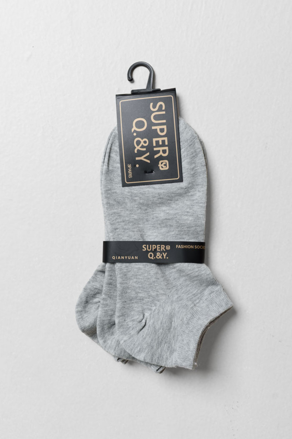 SUPER Q&Y plain ankle socks three-pack