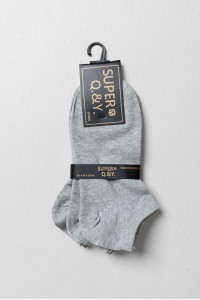 SUPER Q&Y plain ankle socks three-pack